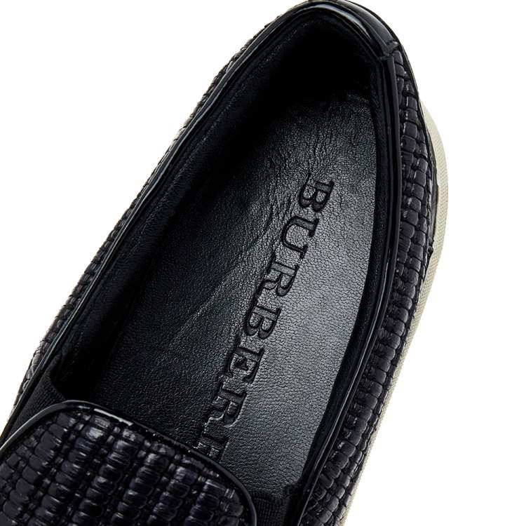 Pre Owned Burberry Black Woven Raffia Slip On Sneakers Size 41