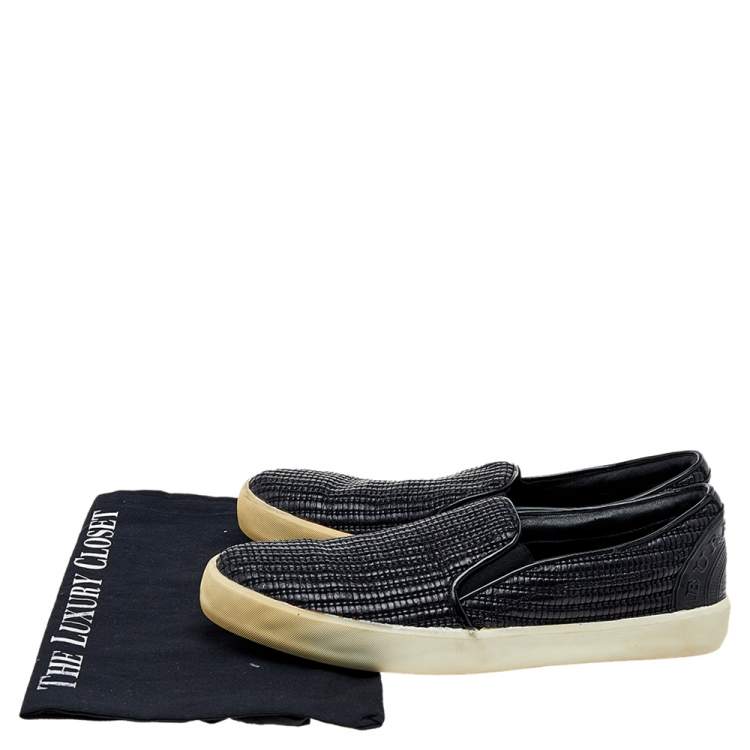 Pre Owned Burberry Black Woven Raffia Slip On Sneakers Size 41