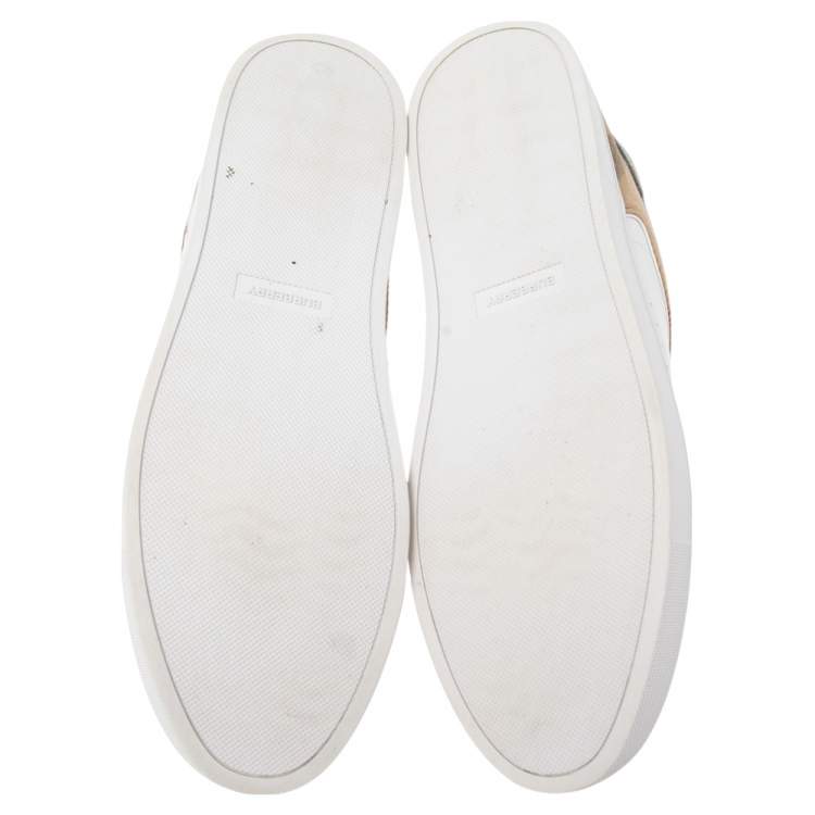 Pre Owned Burberry Multicolor House Check Canvas, Leather, And Suede Trainer Sneakers Size 44.5