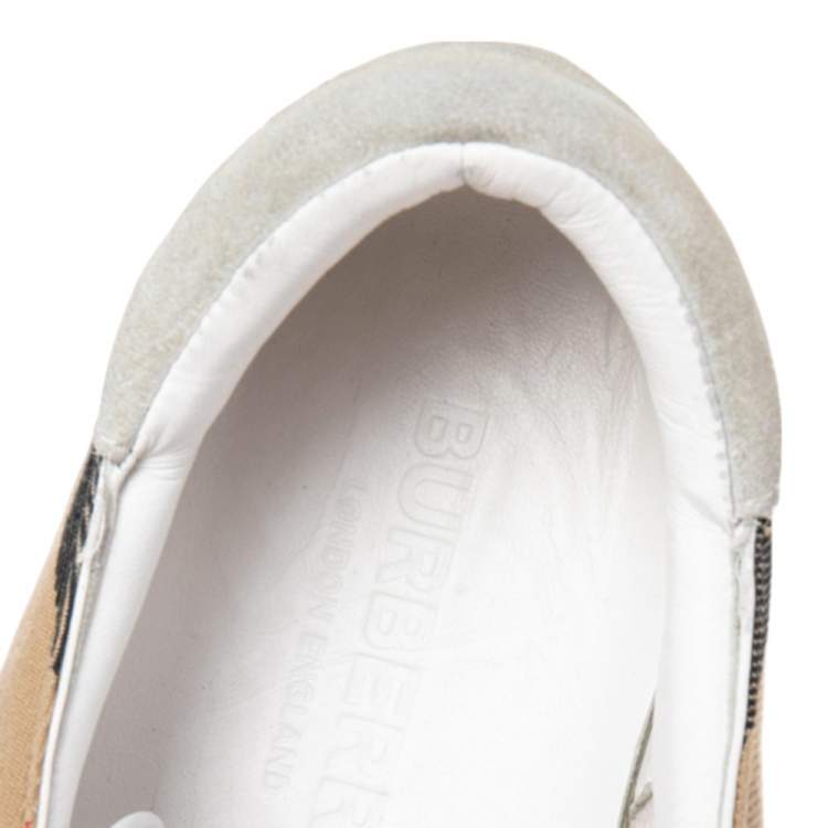 Pre Owned Burberry Multicolor House Check Canvas, Leather, And Suede Trainer Sneakers Size 44.5