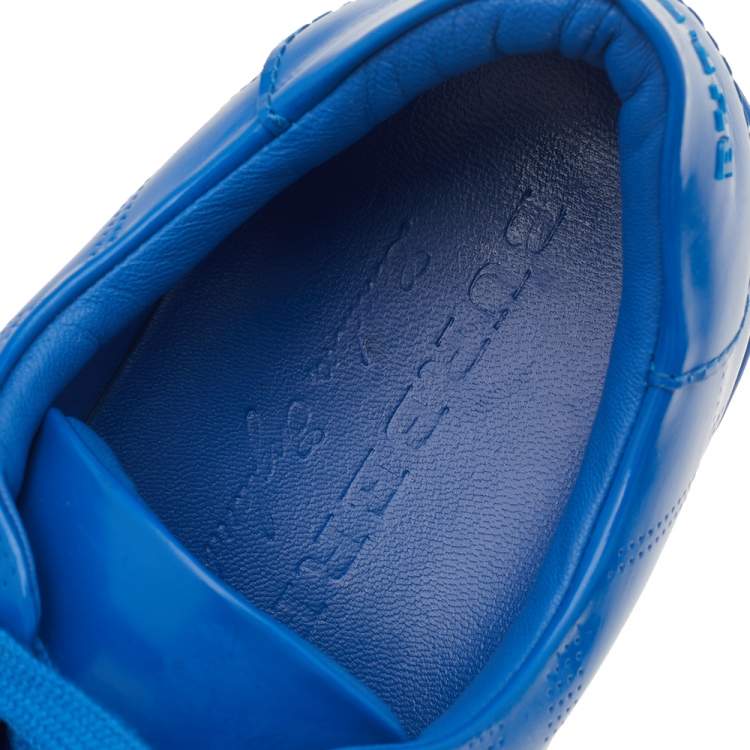 Pre Owned Burberry Blue Perforated Leather Albert Low Top Sneakers Size 41.5