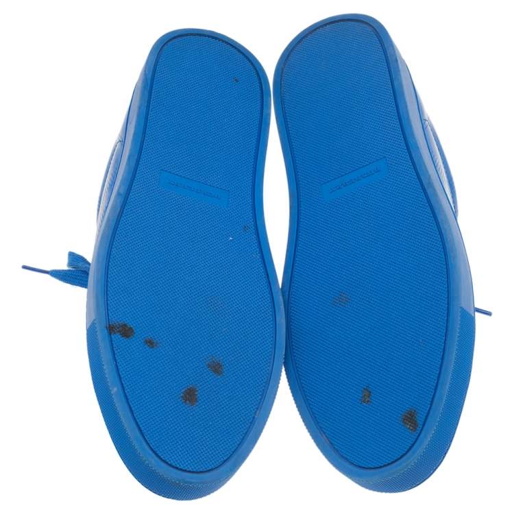 Pre Owned Burberry Blue Perforated Leather Albert Low Top Sneakers Size 41.5