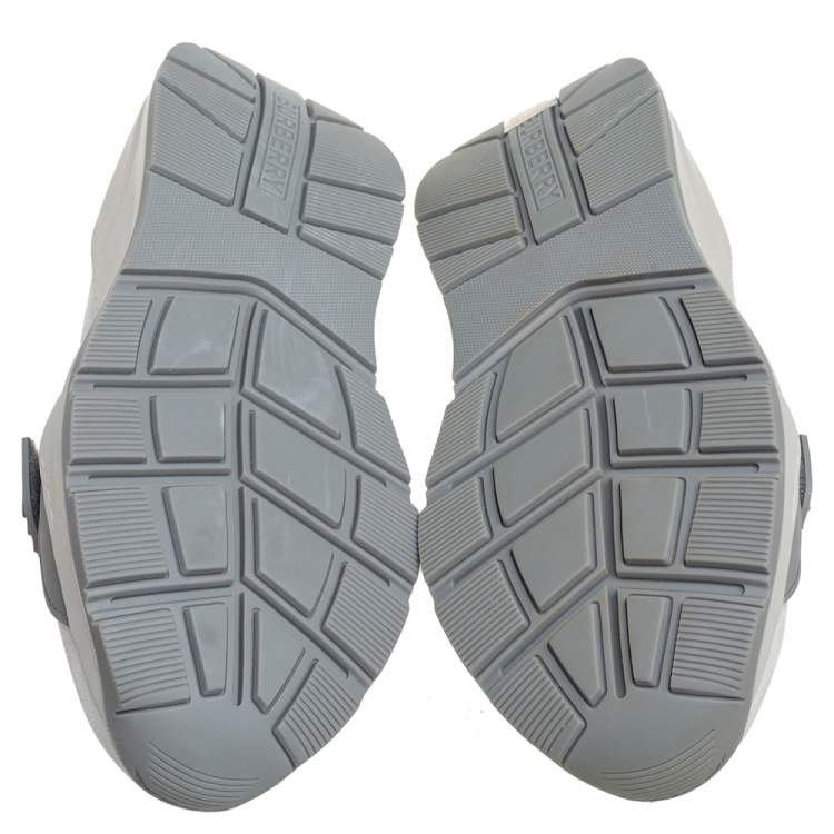 مملوكة مسبقًا Burberry White/Grey Suede And Canvas  Ramsey Low Top Sneakers Size 40