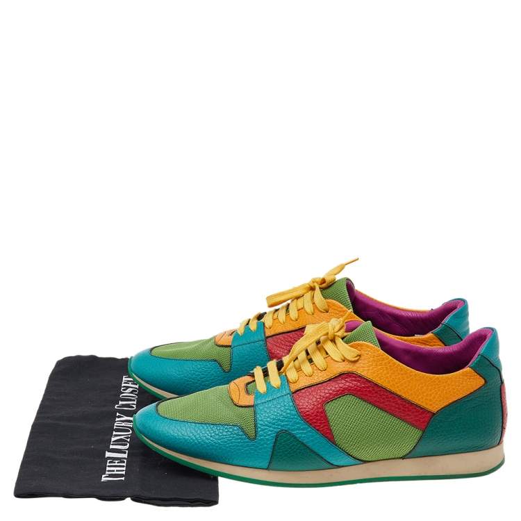 Pre Owned  Burberry Multicolor Leather And Mesh Lace Up Sneakers Size 44