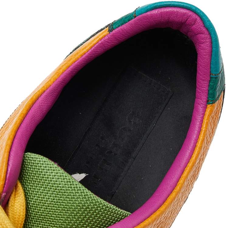 Pre Owned  Burberry Multicolor Leather And Mesh Lace Up Sneakers Size 44