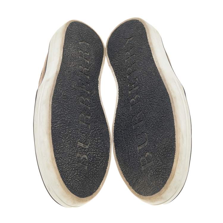 Pre Owned Burberry Brown/Black Canvas Gauden Slip on Sneakers Size 39