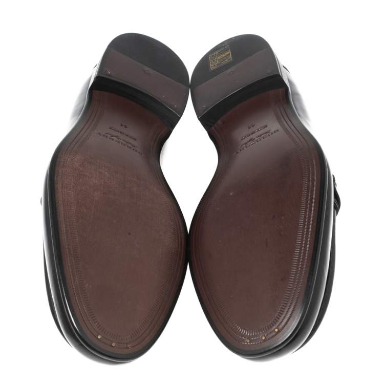 Pre Owned Burberry Black Leather Chain Slip On Loafer Size 44