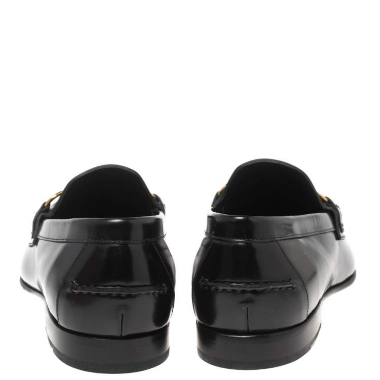 Pre Owned Burberry Black Leather Chain Slip On Loafer Size 44