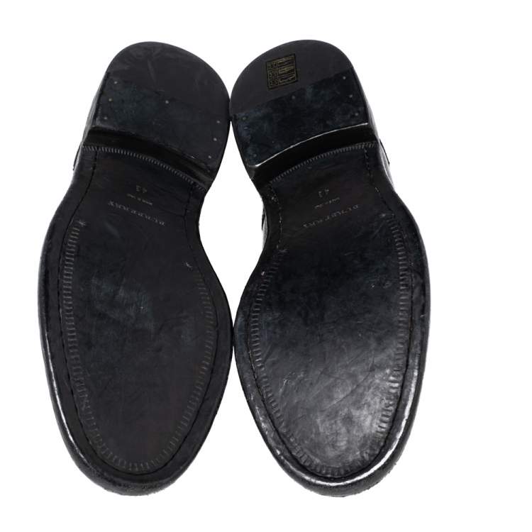 مملوكة مسبقًا Burberry Black Leather Rayford Asymmetric Brogues Size 43