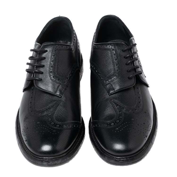 مملوكة مسبقًا Burberry Black Leather Rayford Asymmetric Brogues Size 43