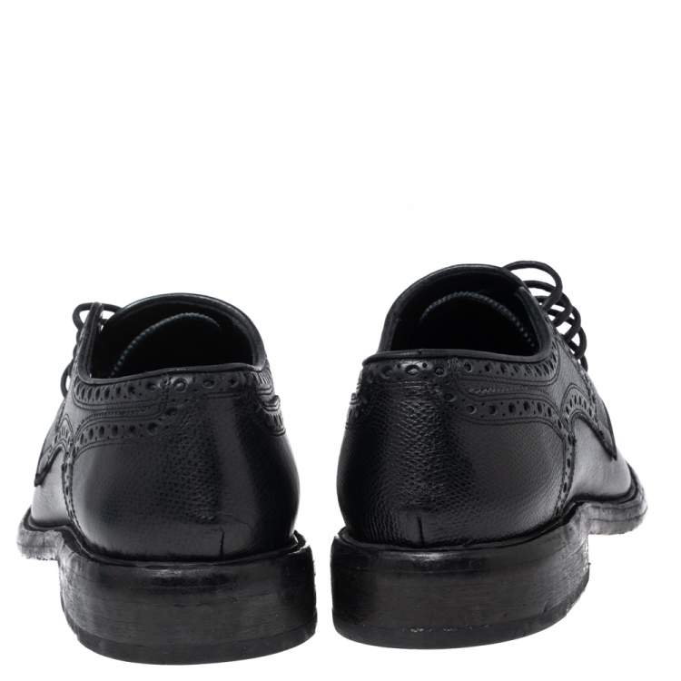 مملوكة مسبقًا Burberry Black Leather Rayford Asymmetric Brogues Size 43