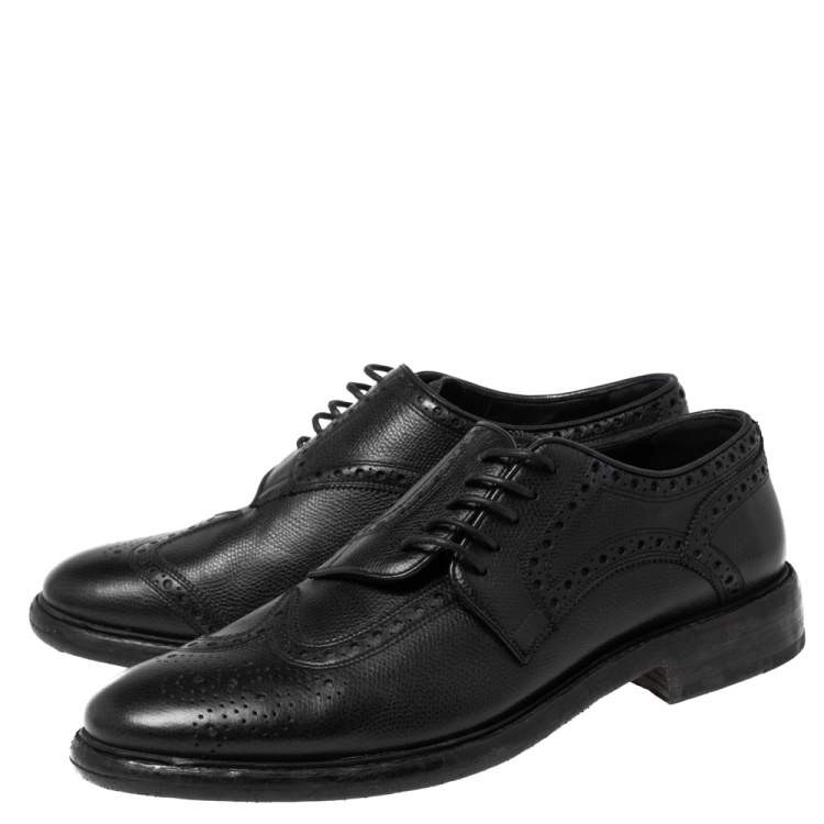 مملوكة مسبقًا Burberry Black Leather Rayford Asymmetric Brogues Size 43
