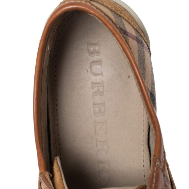 Pre Owned Burberry Beige Suede And Canvas Low Top Sneakers Size 41