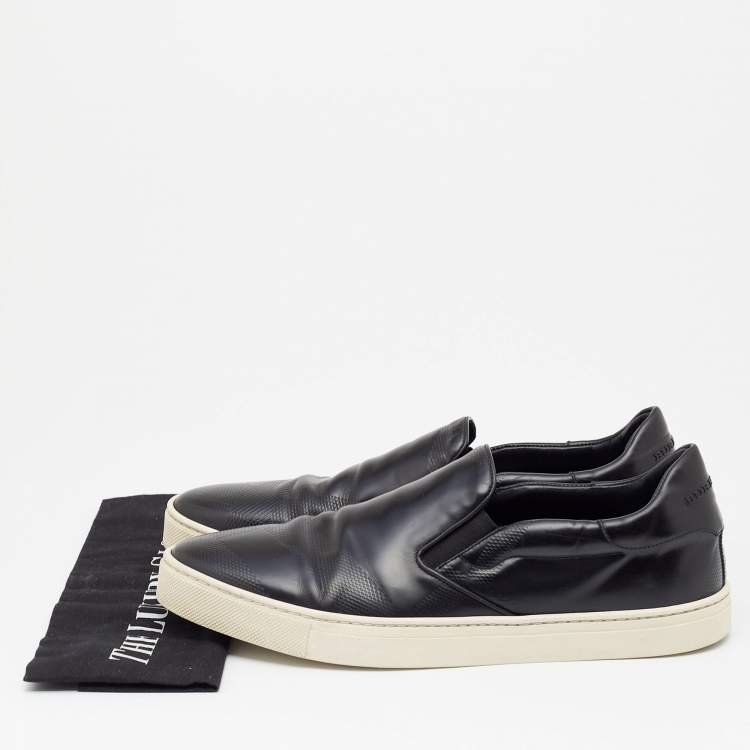 Pre Owned Burberry Black Leather Slip On Sneakers Size 43
