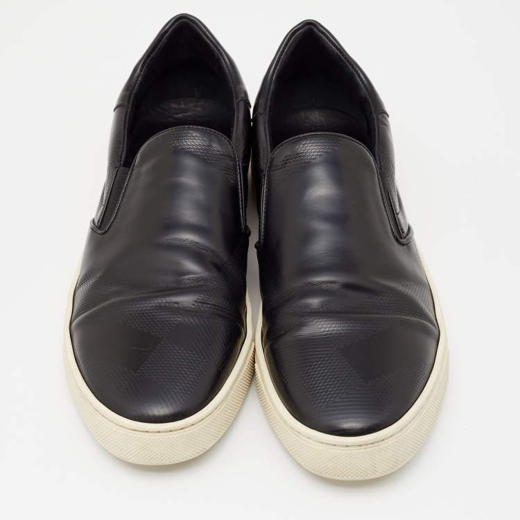 Pre Owned Burberry Black Leather Slip On Sneakers Size 43
