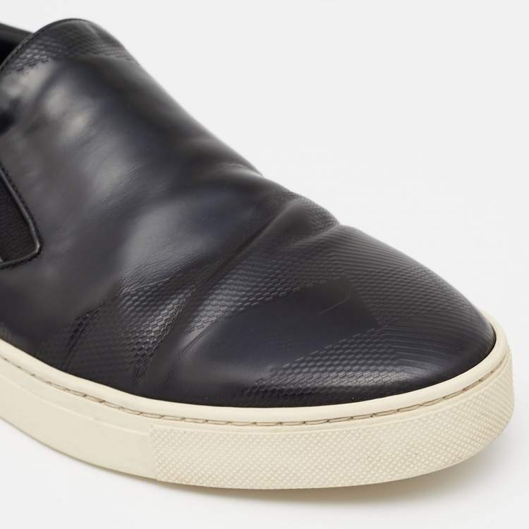 Pre Owned Burberry Black Leather Slip On Sneakers Size 43