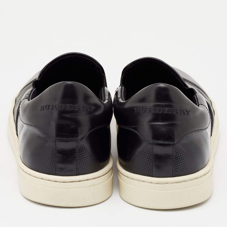 Pre Owned Burberry Black Leather Slip On Sneakers Size 43