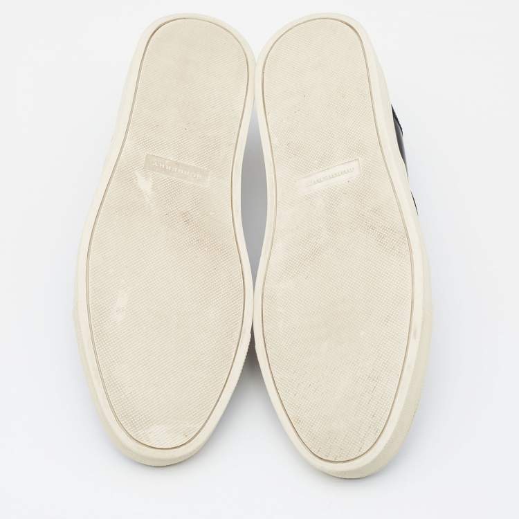 Pre Owned Burberry Black Leather Slip On Sneakers Size 43