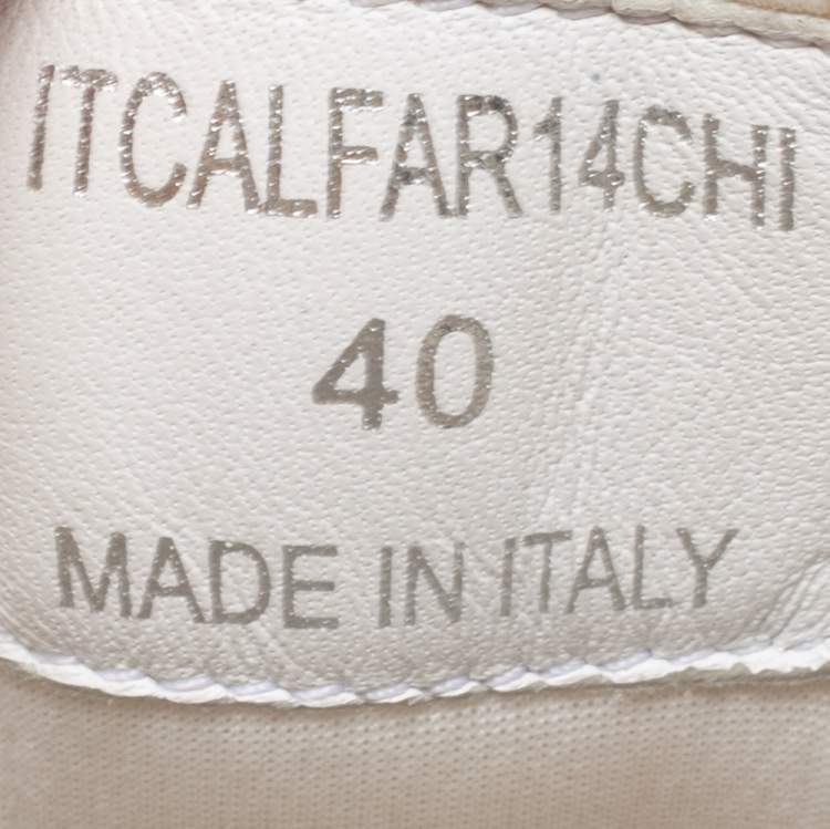 Pre Owned Burberry White/Beige Leather And House Check Canvas Ronnie Sneakers Size 40