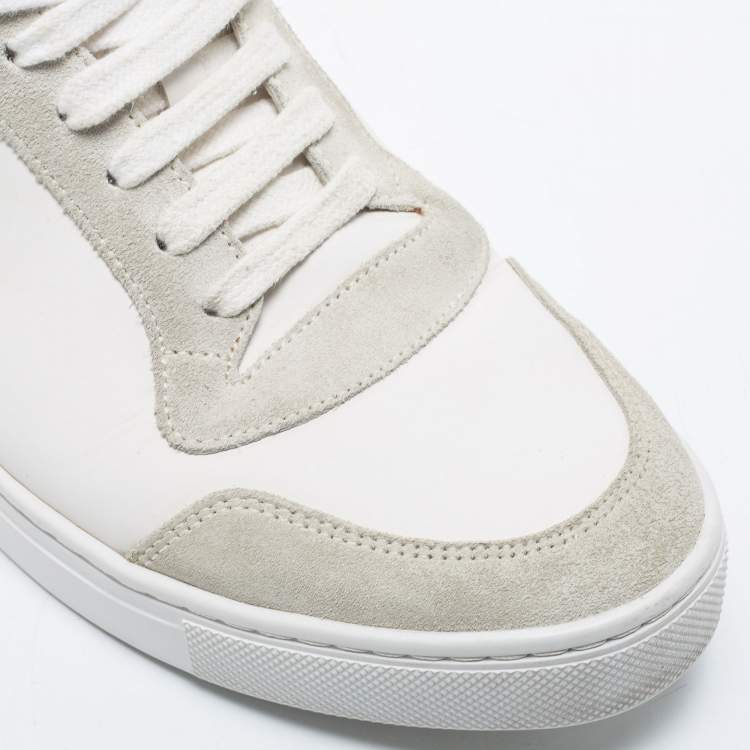Pre Owned Burberry White/Beige Leather and Canvas Reeth Low Top Sneakers Size 41