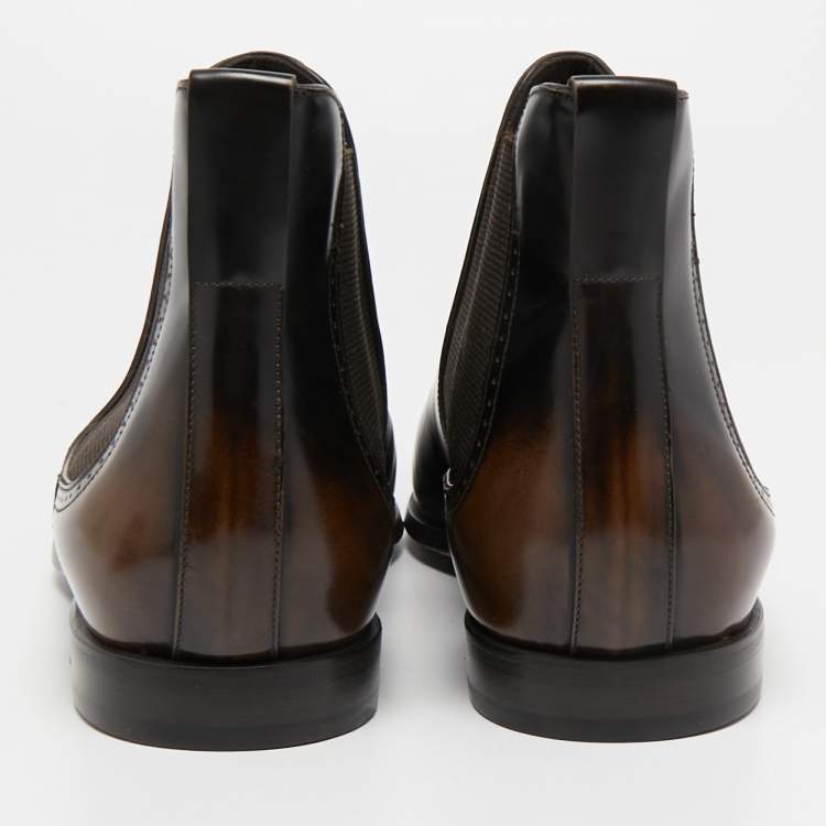 Pre Owned Burberry Two Tone Leather Chelsea Boots Size 46