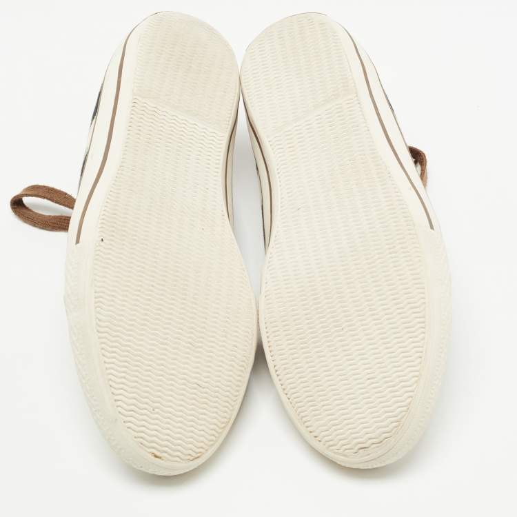 مملوكة مسبقًا Burberry Beige Novacheck Canvas and Leather Sneakers Size 44
