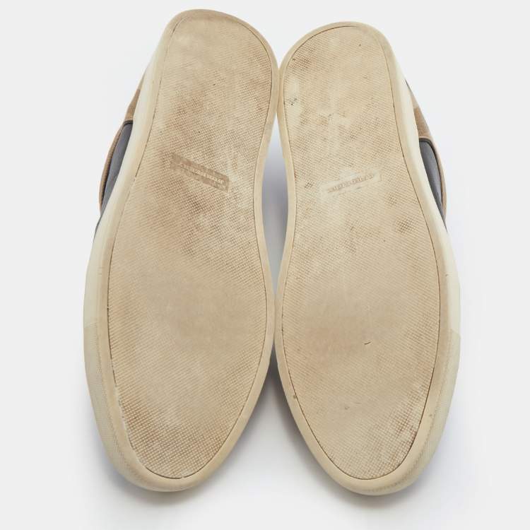Pre Owned Burberry Black Leather, Suede and Nova Check Canvas Low Top Sneakers Size 44