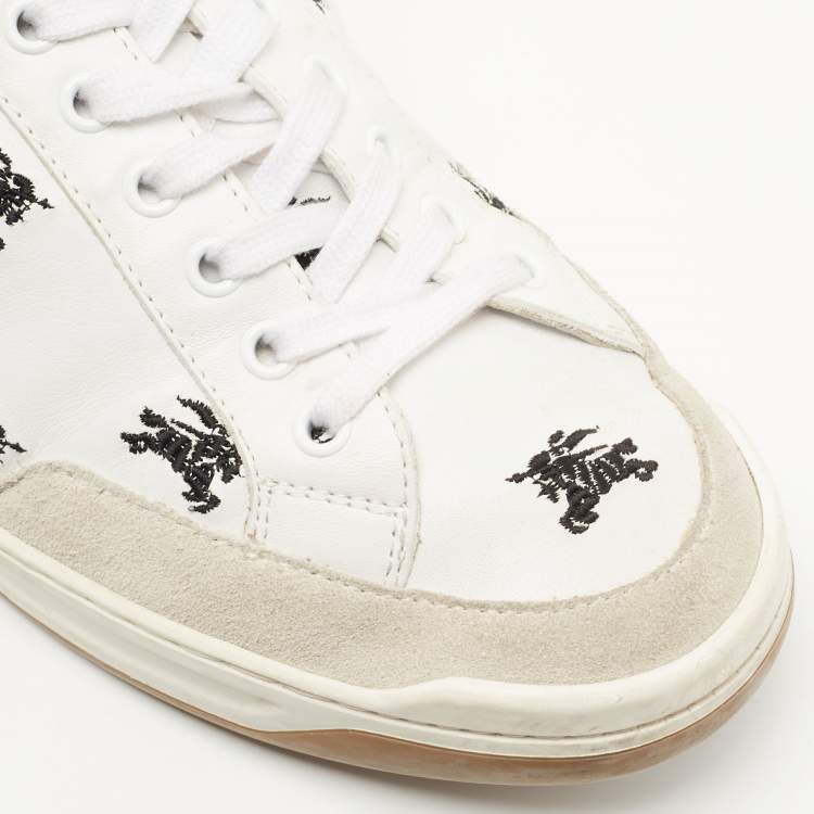 Pre Owned Burberry White Leather Timsbury Low Top Sneakers Size 44.5 