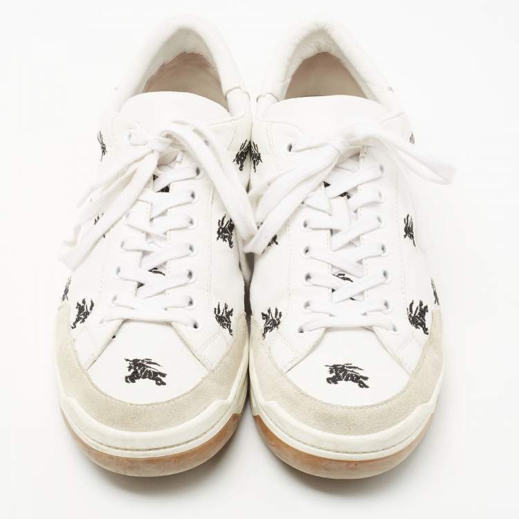 Pre Owned Burberry White Leather Timsbury Low Top Sneakers Size 44.5 