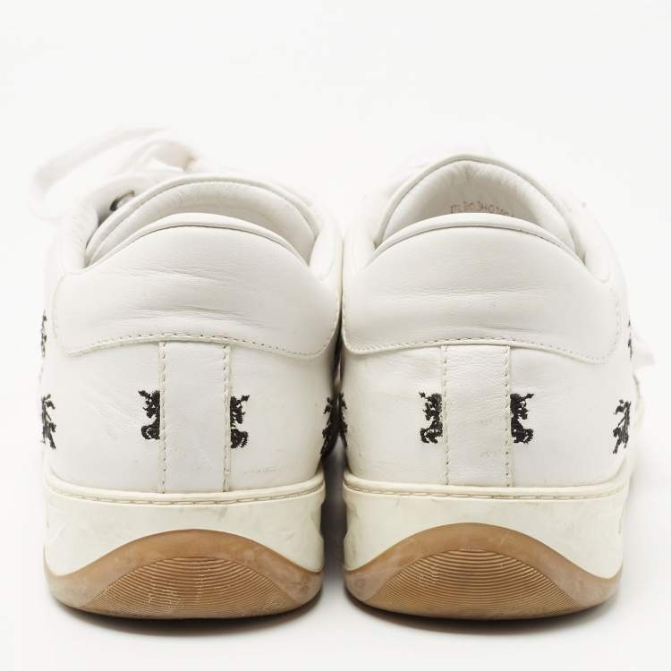 Pre Owned Burberry White Leather Timsbury Low Top Sneakers Size 44.5 
