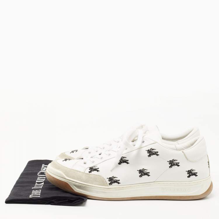 Pre Owned Burberry White Leather Timsbury Low Top Sneakers Size 44.5 