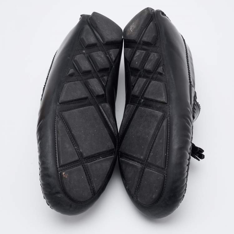 Pre Owned Burberry Black Leather Knighton Driver Loafers Size 43