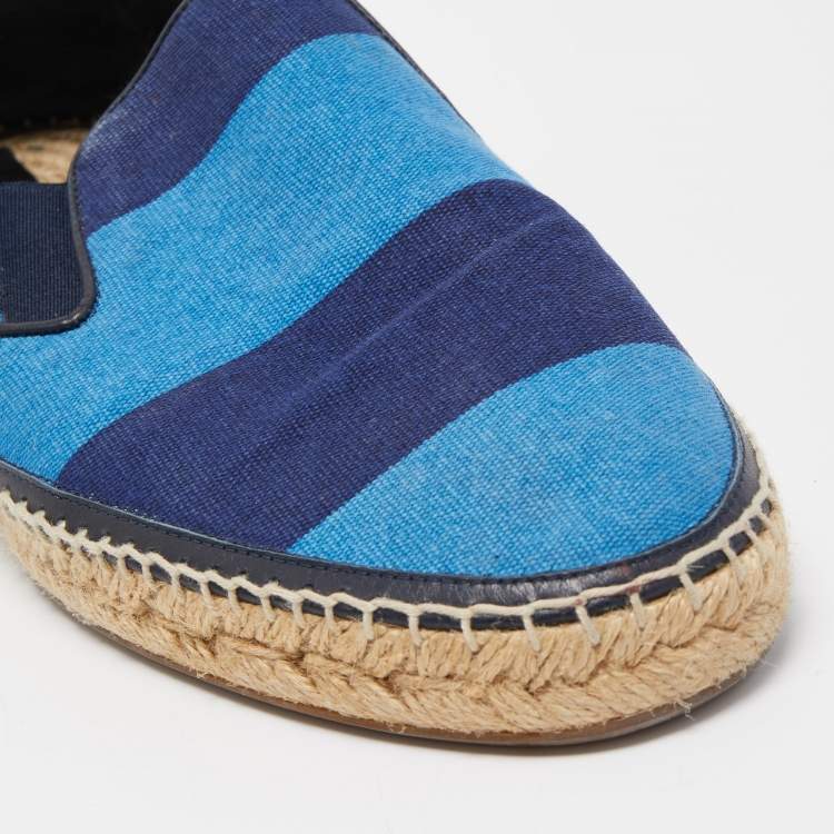 Pre Owned Burberry Blue Canvas Slip On Espadrille Flats Size 42.5