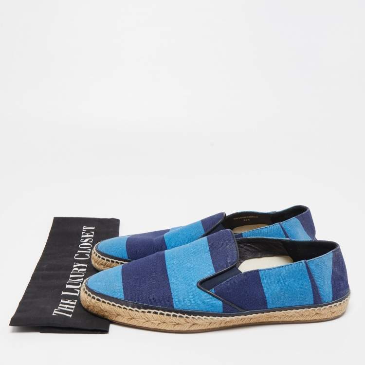 Pre Owned Burberry Blue Canvas Slip On Espadrille Flats Size 42.5