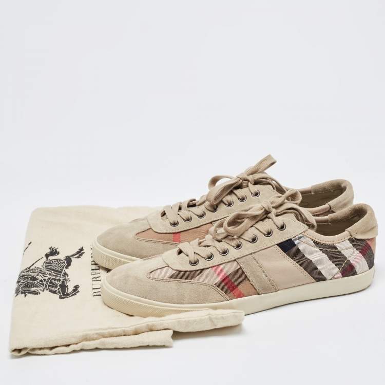 Pre Owned Burberry Grey  Suede and Novacheck Canvas Low Top Sneakers Size 43