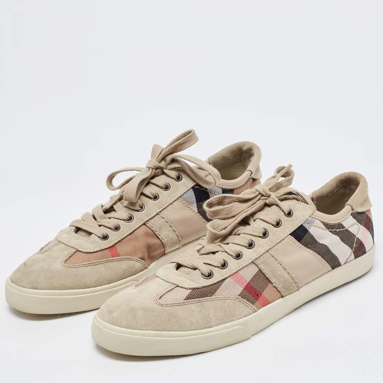 Pre Owned Burberry Grey  Suede and Novacheck Canvas Low Top Sneakers Size 43