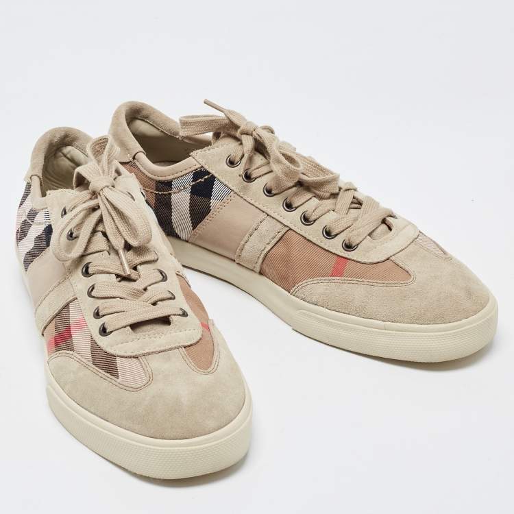 Pre Owned Burberry Grey  Suede and Novacheck Canvas Low Top Sneakers Size 43