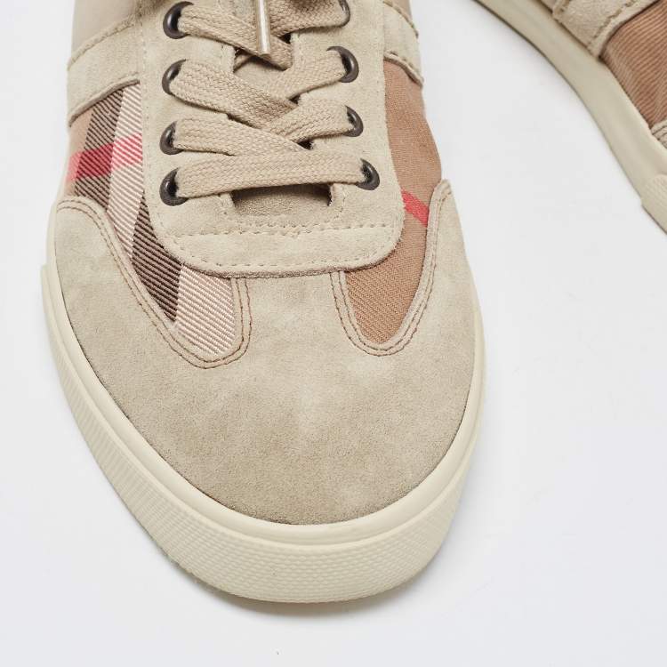 Pre Owned Burberry Grey  Suede and Novacheck Canvas Low Top Sneakers Size 43