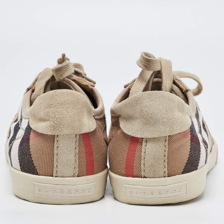 Pre Owned Burberry Grey  Suede and Novacheck Canvas Low Top Sneakers Size 43