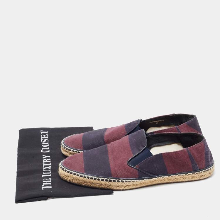 Pre Owned Burberry Two Tone Canvas Hodgeson Slip On Espadrilles Size 44