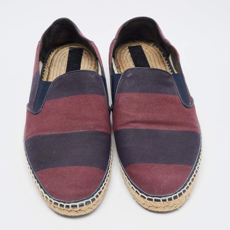 Pre Owned Burberry Two Tone Canvas Hodgeson Slip On Espadrilles Size 44