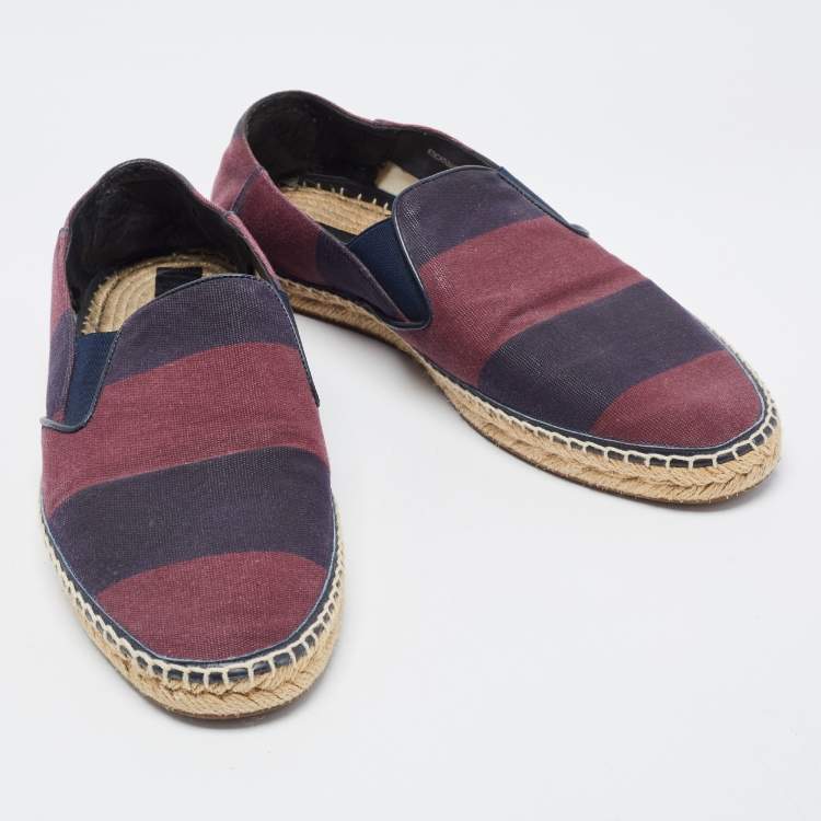 Pre Owned Burberry Two Tone Canvas Hodgeson Slip On Espadrilles Size 44