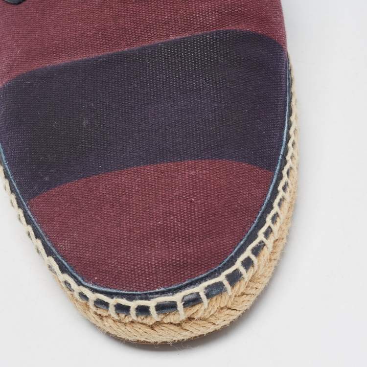 Pre Owned Burberry Two Tone Canvas Hodgeson Slip On Espadrilles Size 44
