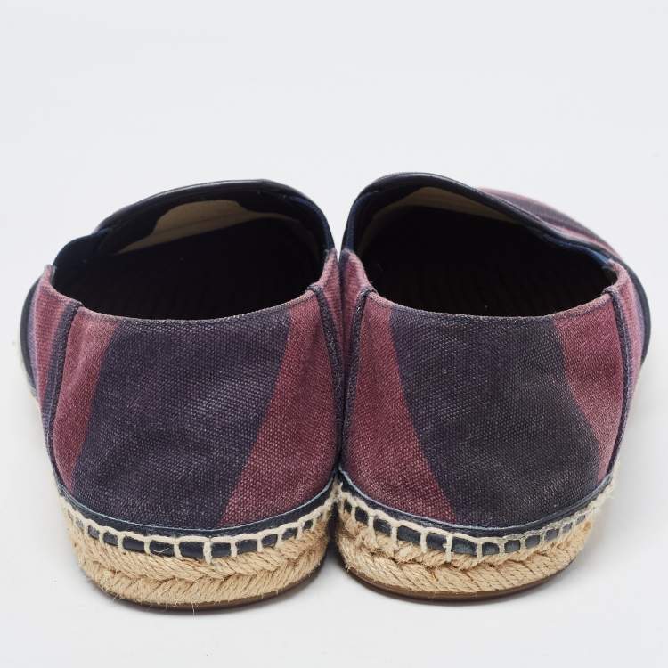 Pre Owned Burberry Two Tone Canvas Hodgeson Slip On Espadrilles Size 44