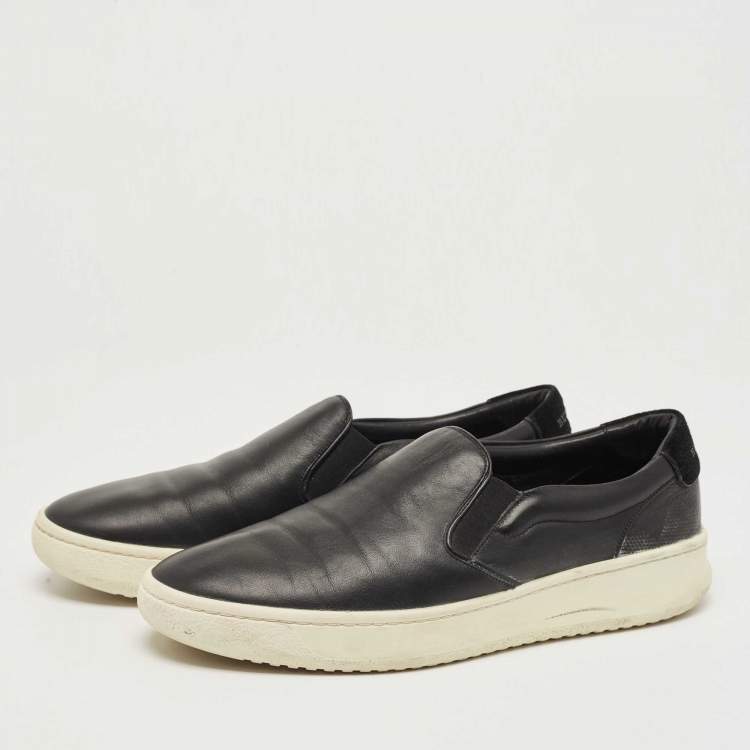 Pre Owned Burberry Black Leather Slip On Sneakers Size 43