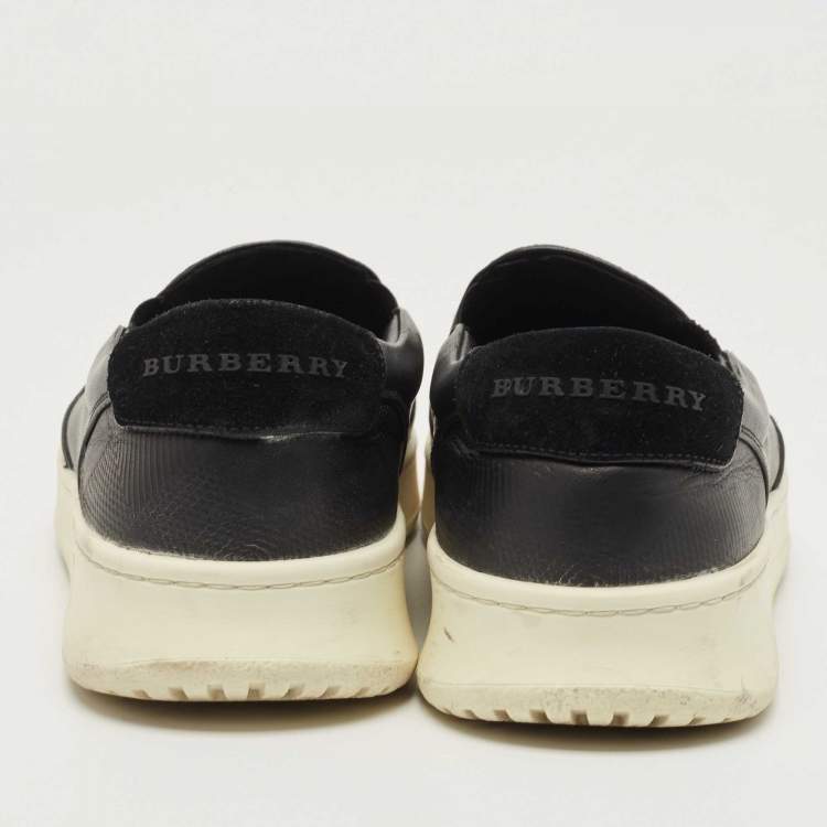 Pre Owned Burberry Black Leather Slip On Sneakers Size 43