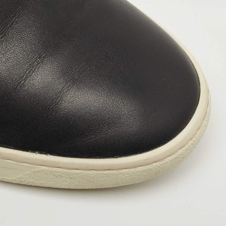 Pre Owned Burberry Black Leather Slip On Sneakers Size 43