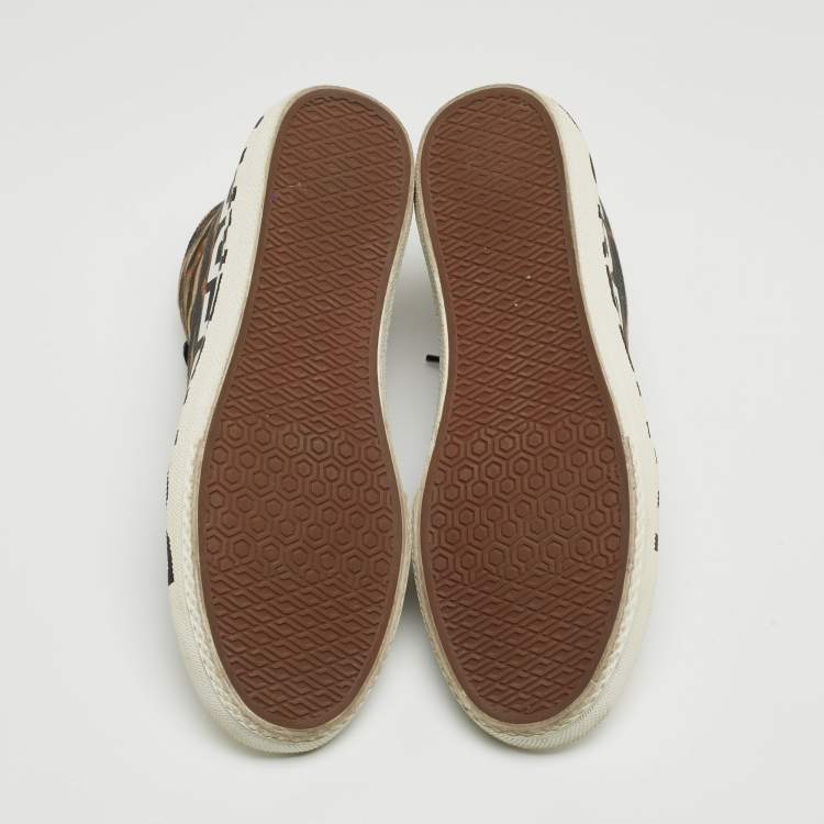 مملوكة مسبقًا Burberry Brown/Black Leopard Print Canvas Larkhall High Top Sneakers Size 42