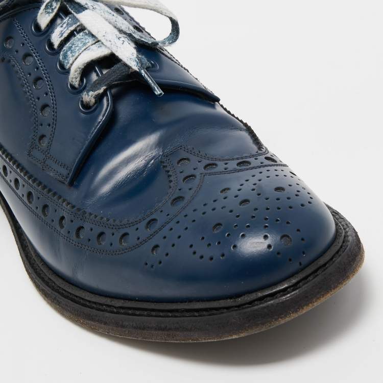 Pre Owned Burberry Blue Brogue Leather Alexton Lace Up Oxford Size 42.5