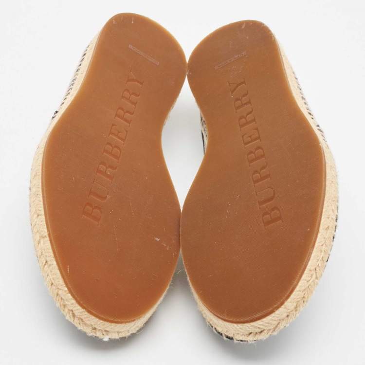 Pre Owned Burberry Navy Blue Check Canvas Slip On Espadrilles Size 42